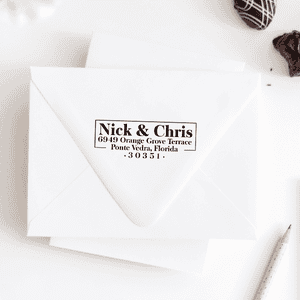 Orange Grove Couple's Address Stamp Imprint Example