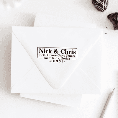 Orange Grove Couple's Address Stamp - alternate view