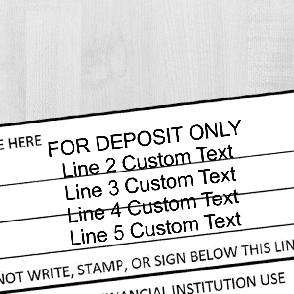 5 Line Traditional Rubber Stamp For Deposit Only Imprint Example on Paper