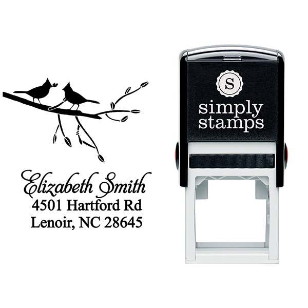 Birds Giving Gifts Address Stamp Body and Imprint