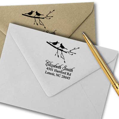 Birds Giving Gifts Address Stamp - alternate view