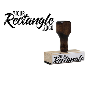 Rectangle Logo Hand Stamp | Wood Handle Body and Design