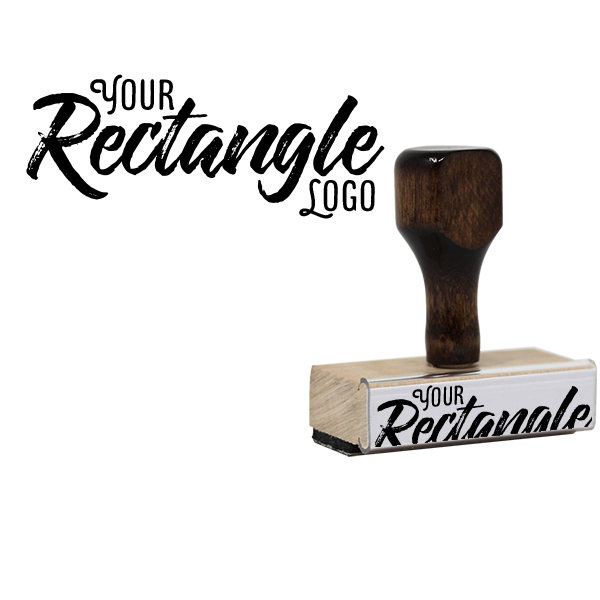 Rectangle Logo Hand Stamp | Wood Handle Body and Design