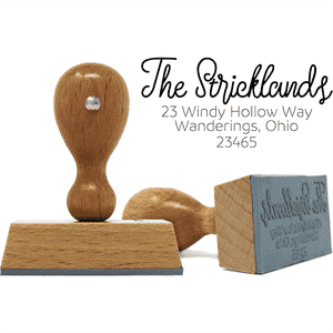 Strickland Wood Handle European Address Stamp