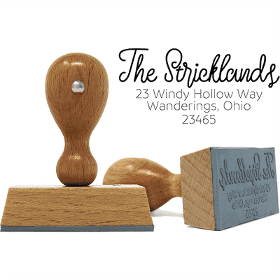Strickland Wood Handle European Address Stamp