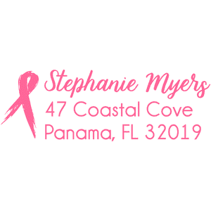 Pink Brush Ribbon Address Stamp
