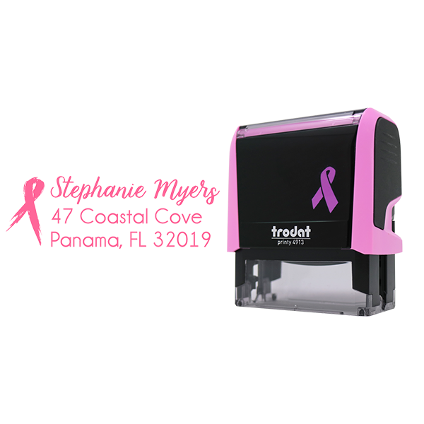 Pink Brush Ribbon Address Stamp with Body