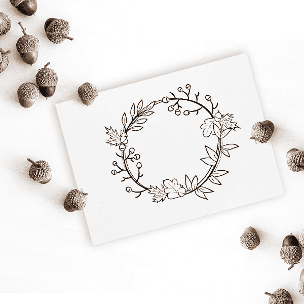 Autumn Wreath Craft Stamp Imprint Example