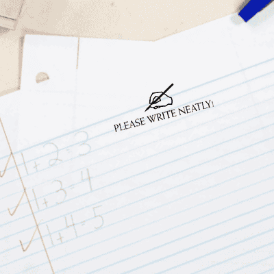 Please Write Neatly Hand and Pen Teacher Stamp - alternate view