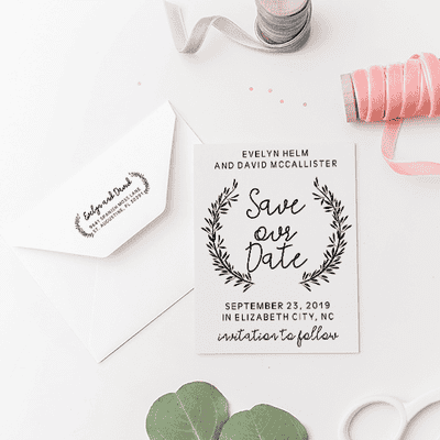 Whimsical Wedding Save the Date Stamp - alternate view