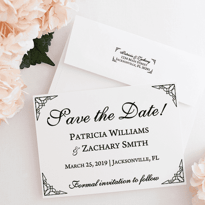 Formal Ornate Wedding Save the Date Stamp - alternate view
