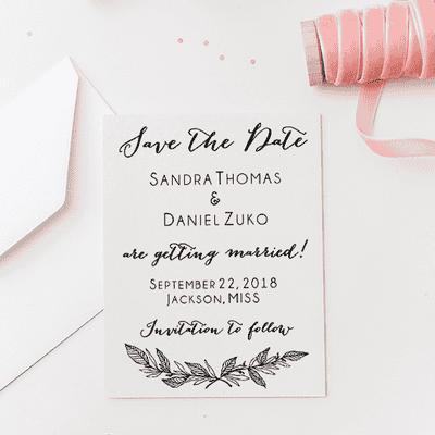 Formal Laurel Wedding Save the Date Stamp - alternate view