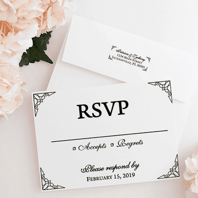 Formal Ornate Wedding RSVP Stamp - alternate view