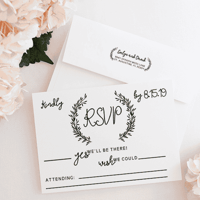 Whimsical Wedding RSVP Stamp - alternate view