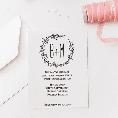 Floral Wreath Wedding Invitation Stamp - alternate view