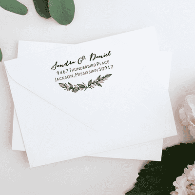 Formal Laurel Wedding Address Stamp - alternate view