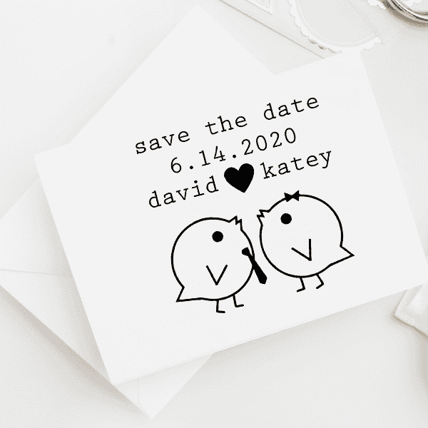 Save the Date Lovebirds Stamp Imprint Examples