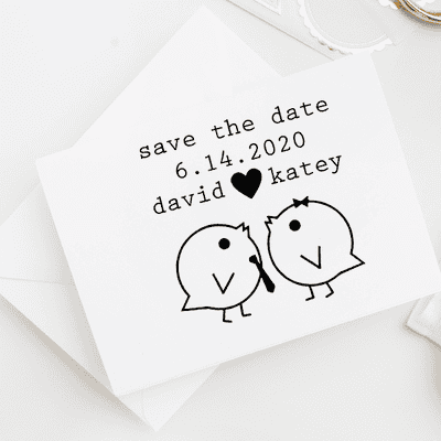 Lovebirds Save the Date Stamp - alternate view