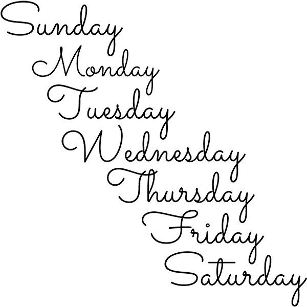 Days of the Week Stamp Set Imprint Examples