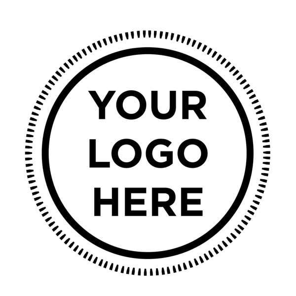Close-up of the stamped logo impression on paper (alternate view)