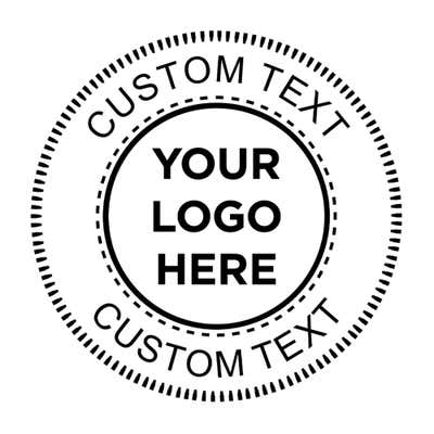 Close-up of the stamped logo impression on paper (alternate view)