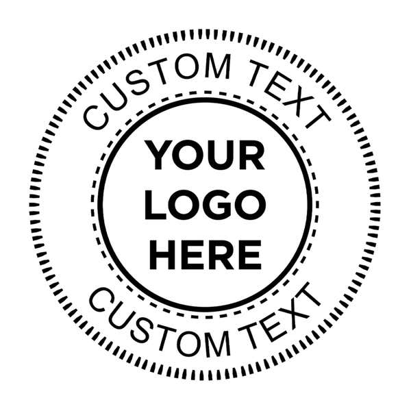 Close-up of the stamped logo impression on paper (alternate view)