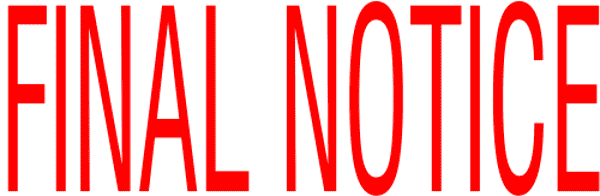 FINAL NOTICE Stock Stamp