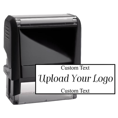 Custom Text Above and Below Rectangle Logo Stamp - alternate view
