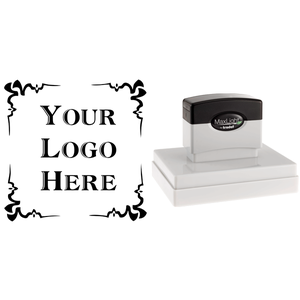 4 Corner Deco Border Logo Pre-Inked Stamp Impression with Stamp Body