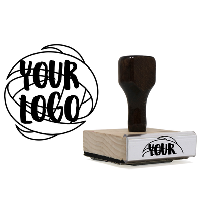 Extra Large Wood Handle Custom Logo Stamp - alternate view