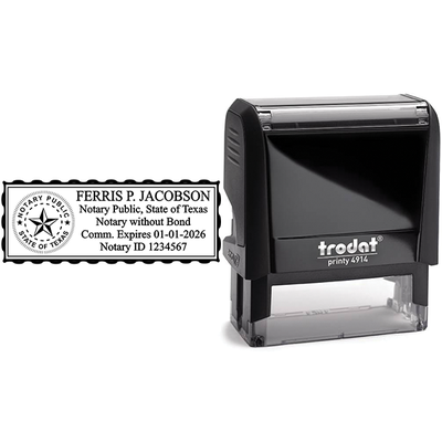Texas Notary without Bond Rectangle Seal - alternate view