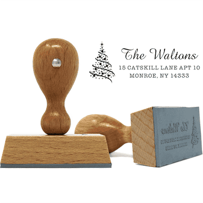 Walton Christmas Tree Address European Hand Stamp