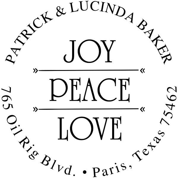 Joy Peace Love Return Address European Hand Stamp