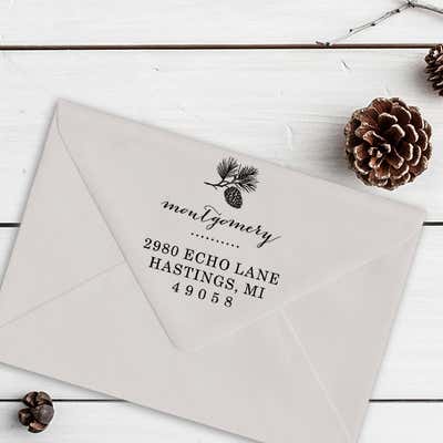 Montgomery Pine Winter Return Address European Hand Stamp - alternate view