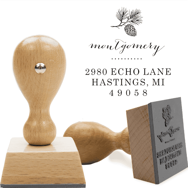 Montgomery Pine Winter Return Address European Hand Stamp