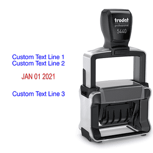 Trodat Professional 2 Top Lines 1 Bottom Date Stamp Body and Design