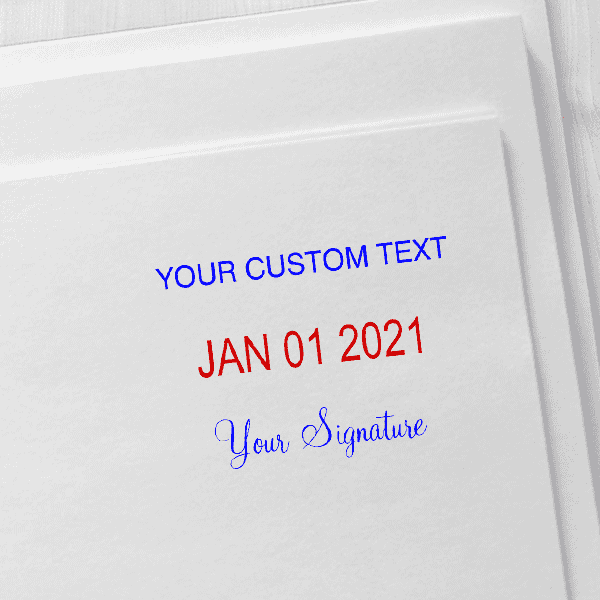 Trodat Professional Custom Text With Your Signature Bottom Stamp Imprint Example