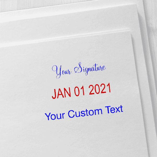 Trodat Professional Custom Text With Your Signature Top Stamp Imprint Example