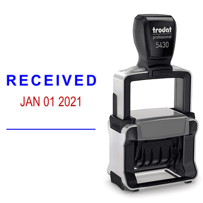 Trodat Professional Received Date Stamp - alternate view