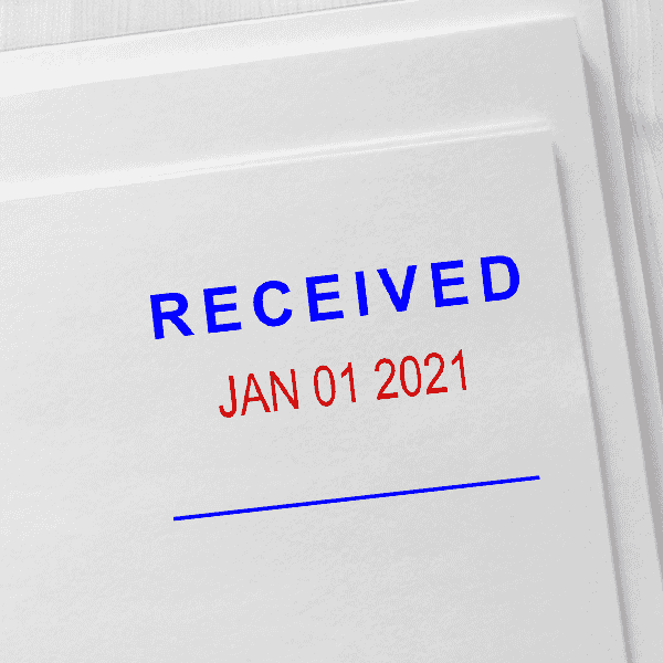 Trodat Professional Received Date Stamp Imprint Example