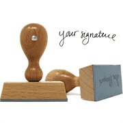 Medium Signature Euro Hand Stamp with Wooden Handle and 3/4" x 2" Impression Size