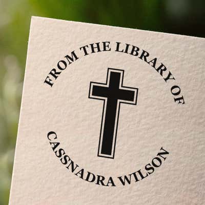 Cross Custom Book Stamp - alternate view