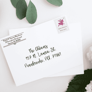 Simone Fancy Border Address Stamp Lifestyle