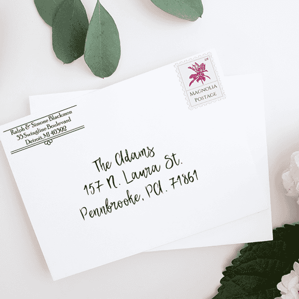 Simone Fancy Border Address Stamp Lifestyle