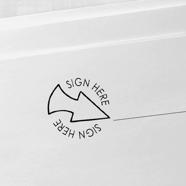 Sign Here Arrow Self Inking Stamp Imprint Example