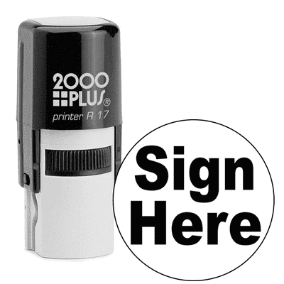 Sign Here Small Round Self Inking Stamp