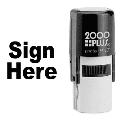 Sign Here Small Round Self Inking Stamp - alternate view