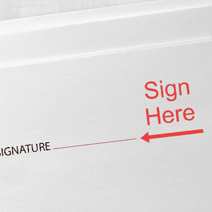 Sign Here Left Arrow Self Inking Stamp Imprint Example