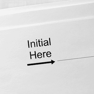 Initial Here Right Arrow Self Inking Stamp Imprint Example