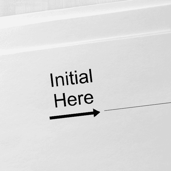 Initial Here Right Arrow Self Inking Stamp Imprint Example